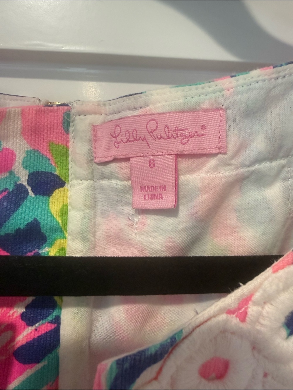 Lilly Pulitzer Gabby Shift Dress Gumbo Limbo Pink Multi Lace Trim- size 6 - Picture 5 of 10